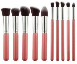 Generic Foundation Eyeshadow Makeup Brush Pink Set Of 10