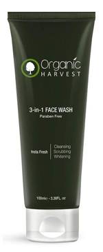 Organic Harvest 3 In 1 Face Wash Cleansing Scrubbing Whitening Parabens Sulphate Free