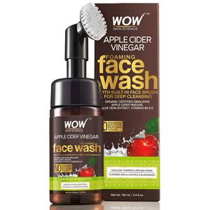 WOW Skin Science Apple Cider Vinegar Foaming Face Wash No Parabens Sulphate Silicones With Built In Brush 
