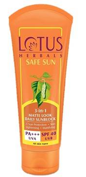 Lotus Herbals Safe Sun 3 In 1 Matte Look Daily Sunblock SPF 40 100gm