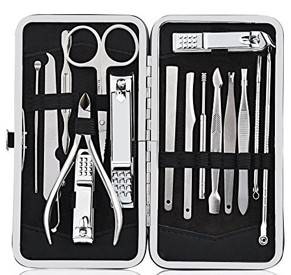 Manicure Set Foolzy 16 In 1 Stainless Steel Professional Pedicure Kit Nail Scissors Grooming Kit With Leather Travel Case