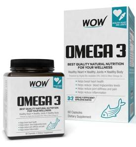 Wow Omega 3 Fish Oil 1000 Mg Triple Strength 550 Mg EPA 350 Mg 60 Capsules